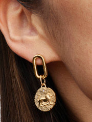 Lion Medallion Charm 14k gold plating