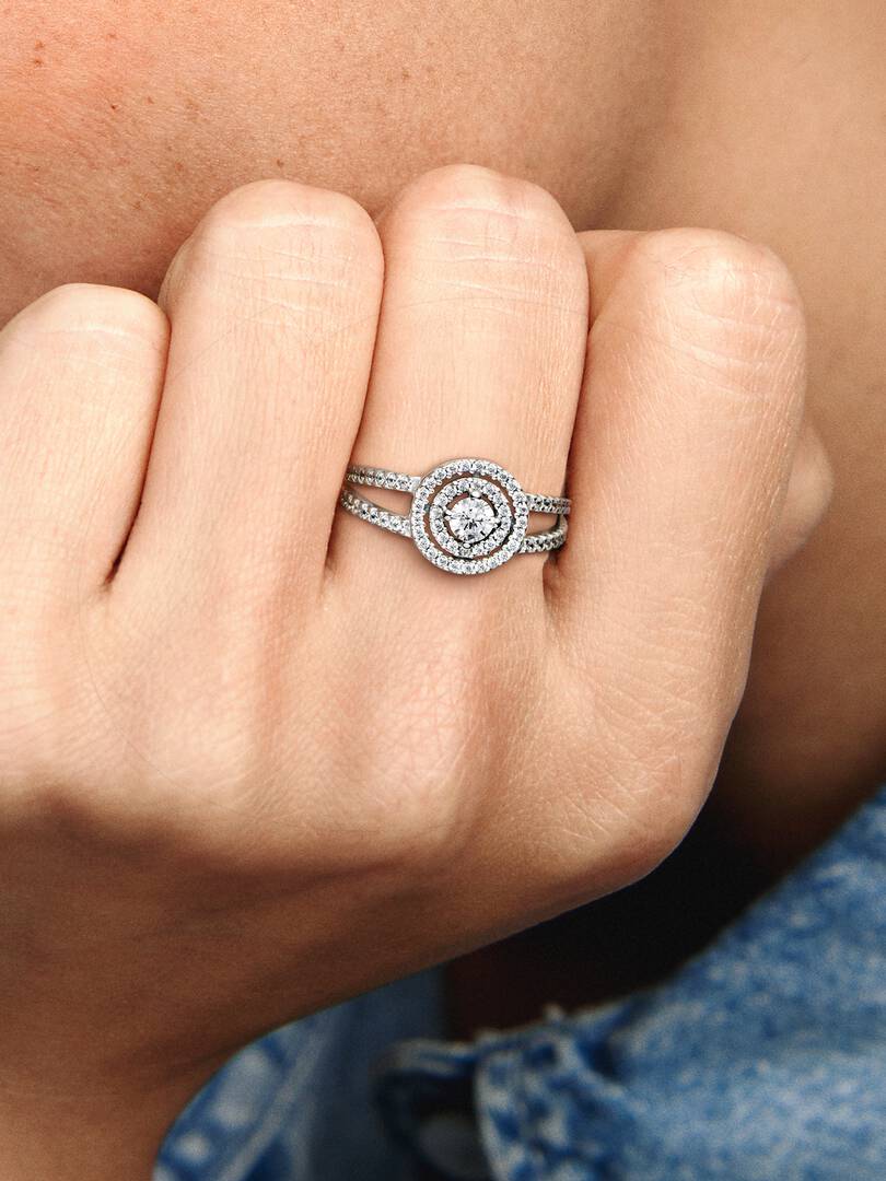 FINAL SALE - Sparkling Double Halo Ring Sterling silver