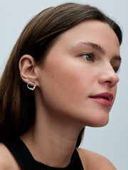 Organically Shaped Circle & Treated Freshwater Cultured Pearls Stud Earrings Sterling silver