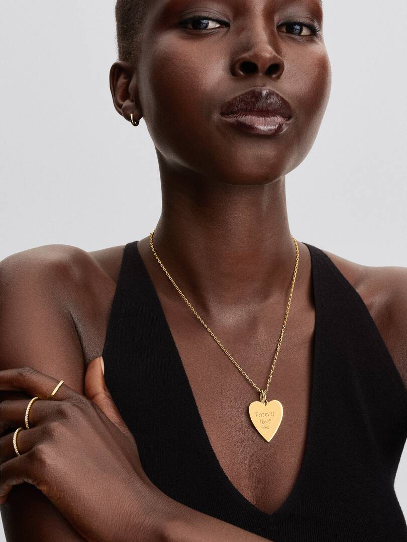 Engravable Heart Oversized Tag Pendant 14k gold plating
