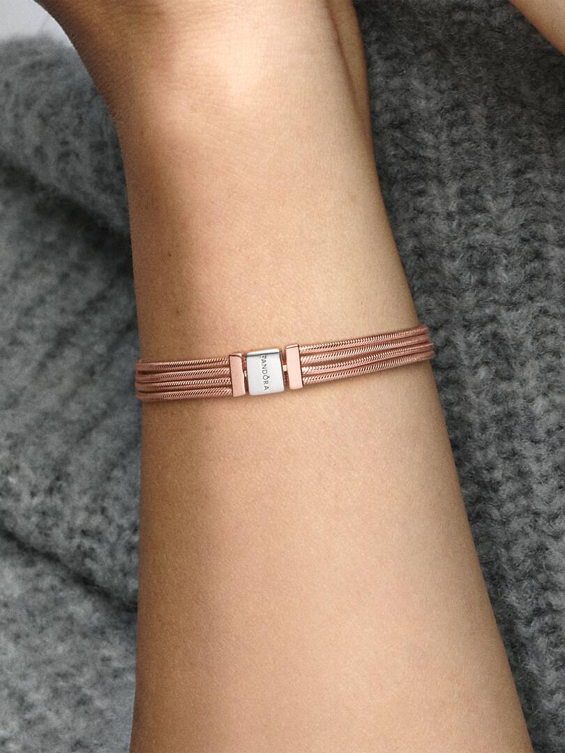 FINAL SALE - Pandora Reflexions™ Multi Snake Chain Bracelet Sterling silver, 14k rose gold plating
