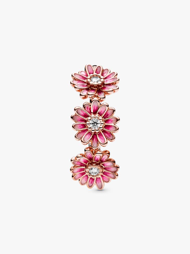 FINAL SALE - Pink Daisy Flower Trio Ring 14k rose gold plating
