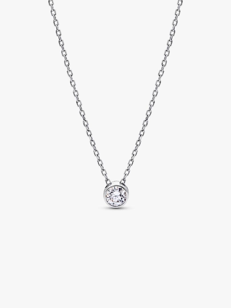 Pandora Era Bezel Sterling Silver Lab-grown Diamond Pendant Necklace 0.25 ct TW, Sterling silver