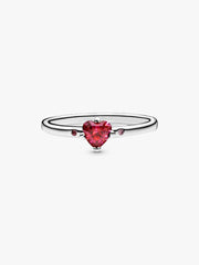 Sparkling Red Heart Ring Sterling silver