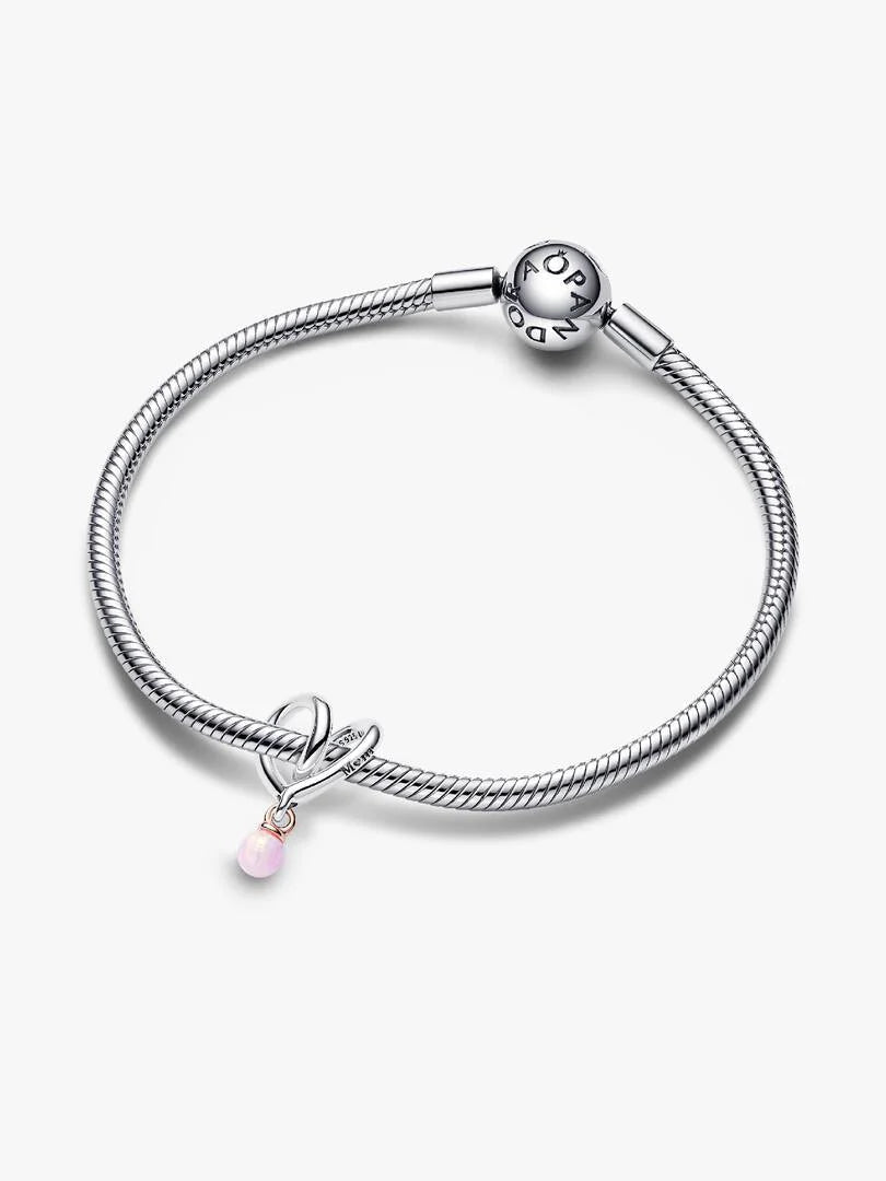 Two-tone Wrapped Heart Charm Sterling silver, 14k rose gold plating