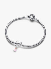 Two-tone Wrapped Heart Charm Sterling silver, 14k rose gold plating