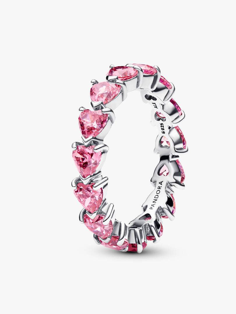 FINAL SALE - Band of Pink Hearts Ring Sterling silver