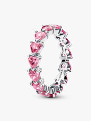 FINAL SALE - Band of Pink Hearts Ring Sterling silver
