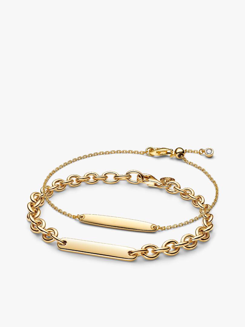 His & Hers Engravable Gold Plated Bracelet Set 2 Quantity