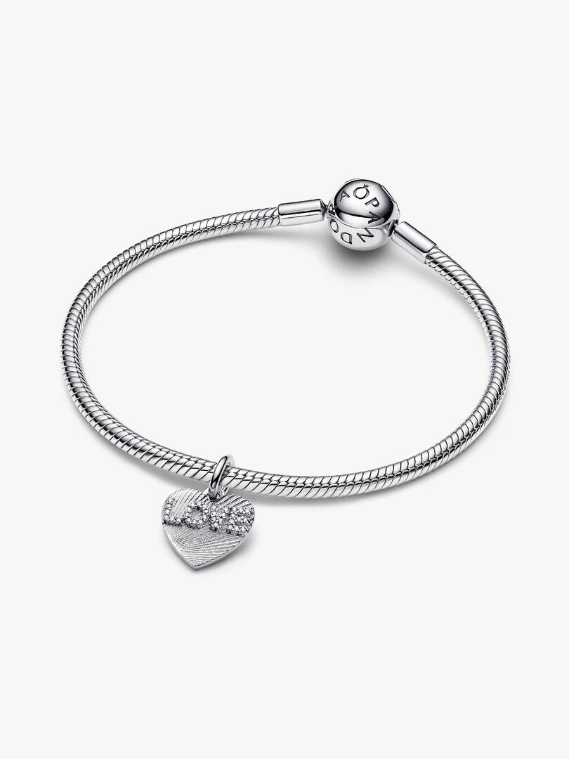 Engravable Love Heart Dangle Charm Sterling silver