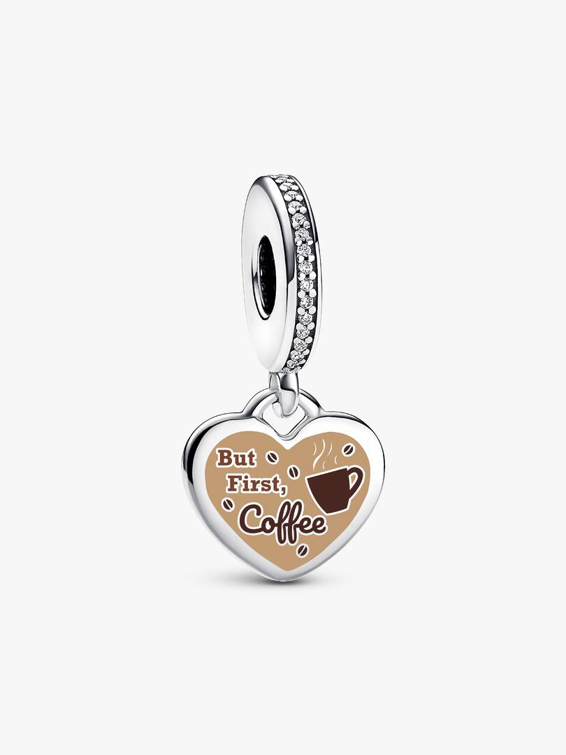 But First Coffee Dangle Charm Sterling silver