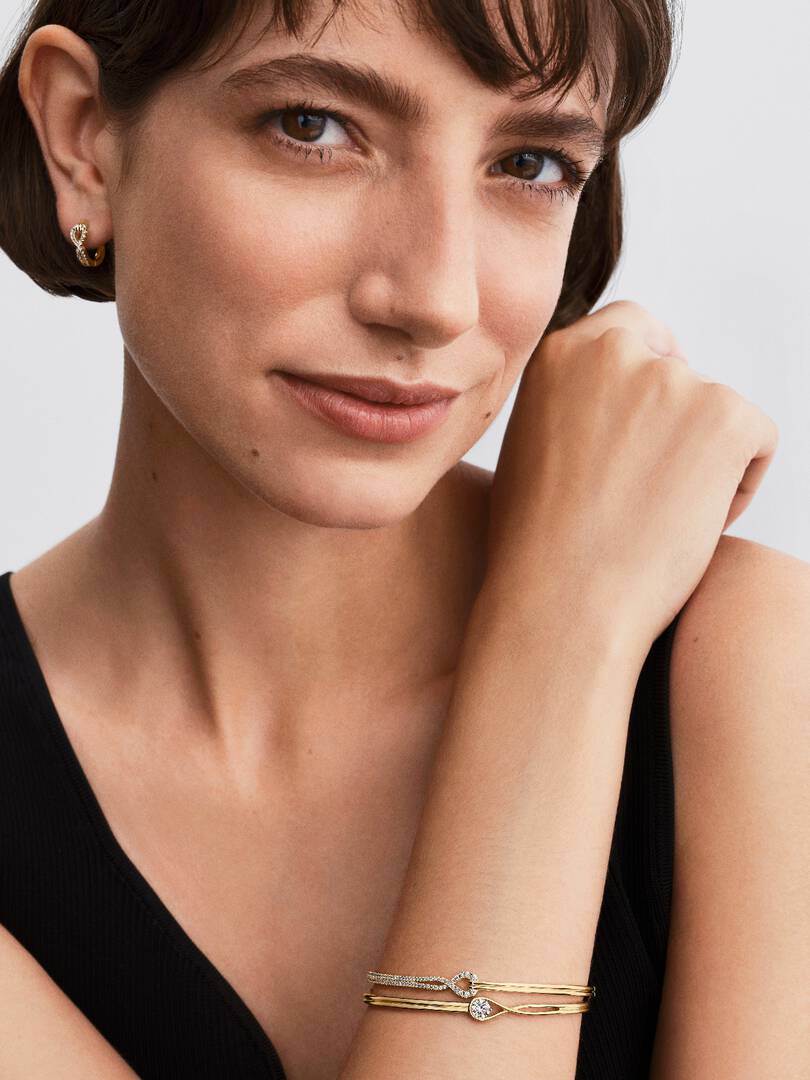 Pandora Infinite Lab-grown Diamond Pavé Double Row Bangle 0.45 ct TW, 14k gold