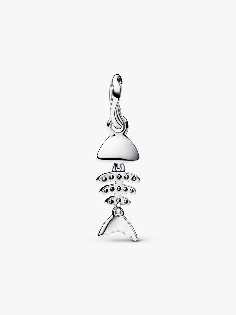 Turquoise-colored Fishbone Dangle Charm Sterling silver