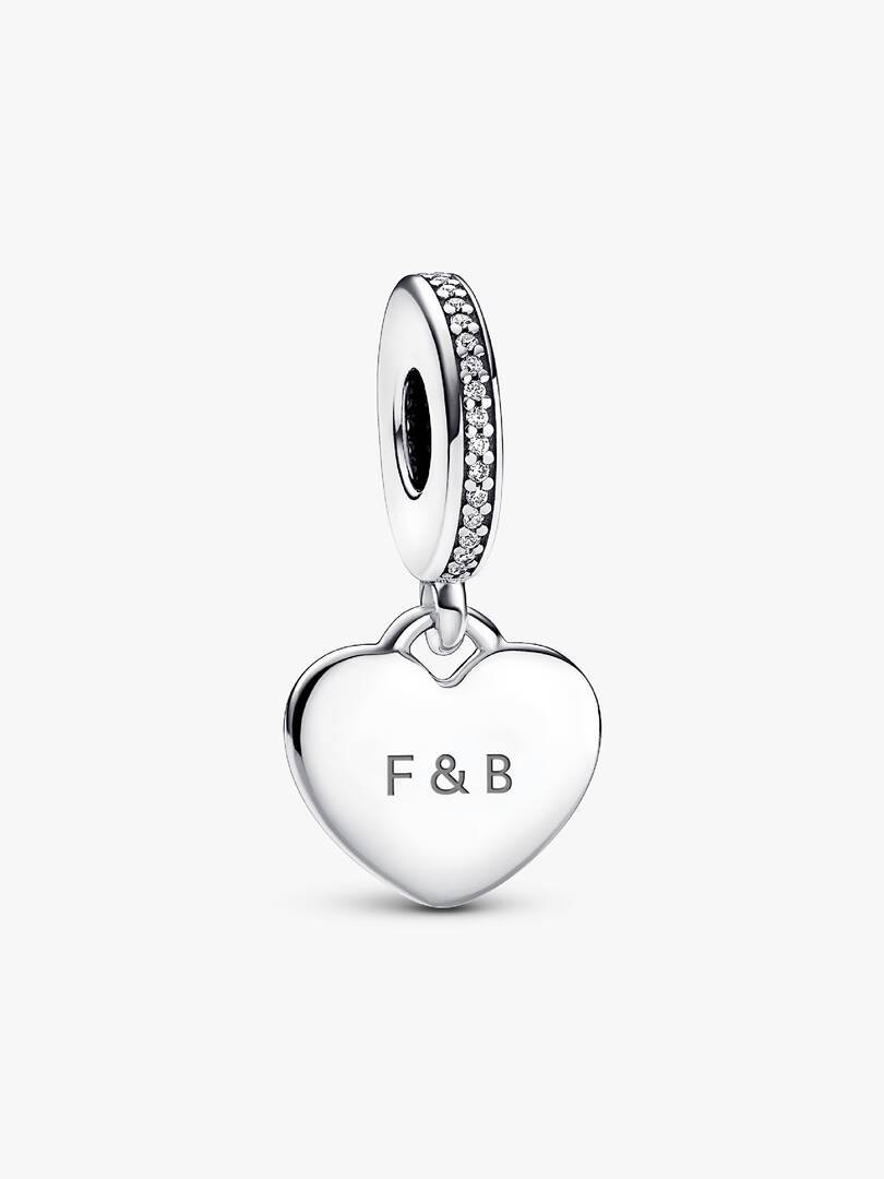 Engravable Heart Tag Dangle Charm Sterling silver