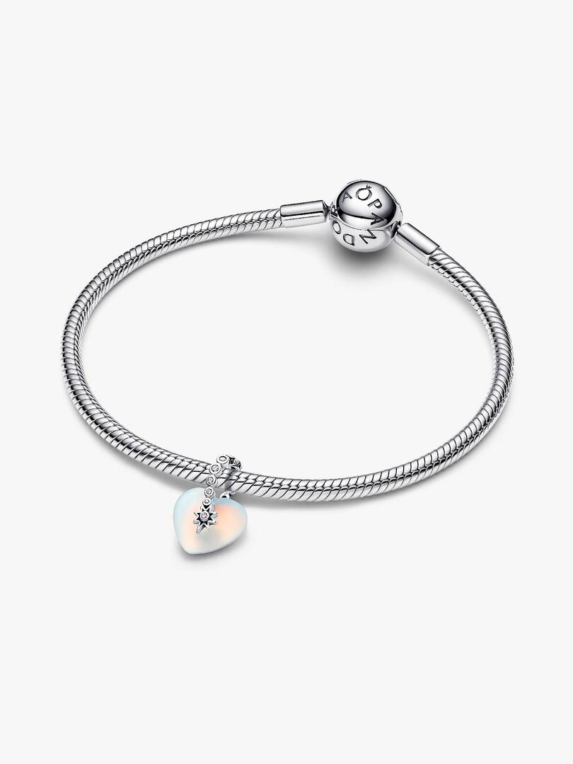 Shooting Star & Heart Dangle Charm Sterling silver