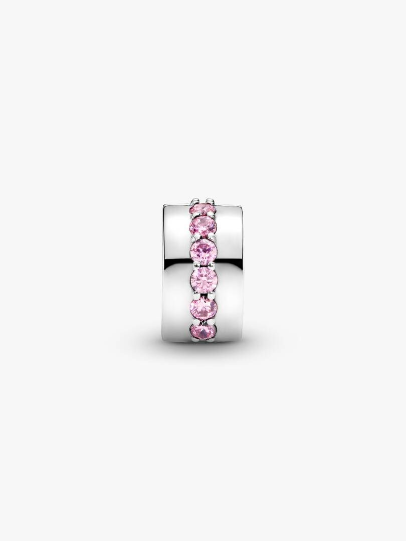Pink Sparkling Row Clip Charm Sterling silver