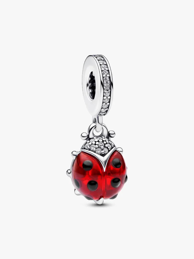 Red Ladybird Dangle Charm Sterling silver