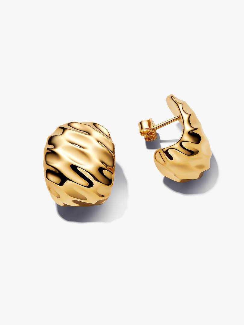 FINAL SALE - Rippled Wide Hoop Earrings 14k gold plating