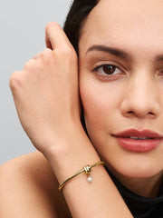 FINAL SALE - Treated Freshwater Cultured Pearl Ribbon Charm 14k gold plating