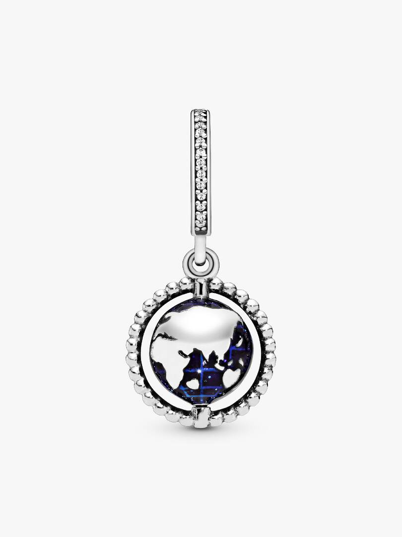 Spinning Globe Dangle Charm Sterling silver