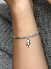 Movable Teddy Bear Dangle Charm Sterling silver