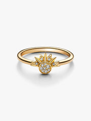 Celestial Sparkling Sun Ring 14k gold plating