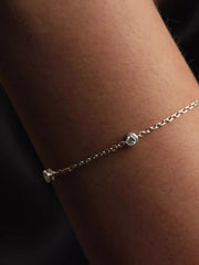 FINAL SALE - Pandora Era Bezel Sterling Silver Lab-grown Diamond Station Chain Bracelet 0.30 ct TW, Sterling silver