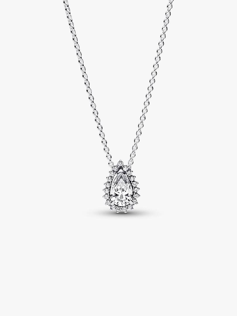 Sparkling Pear Halo Collier Necklace Sterling silver