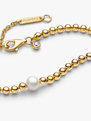 FINAL SALE - Treated Freshwater Cultured Pearl & Beads Collier Necklace 14k gold plating