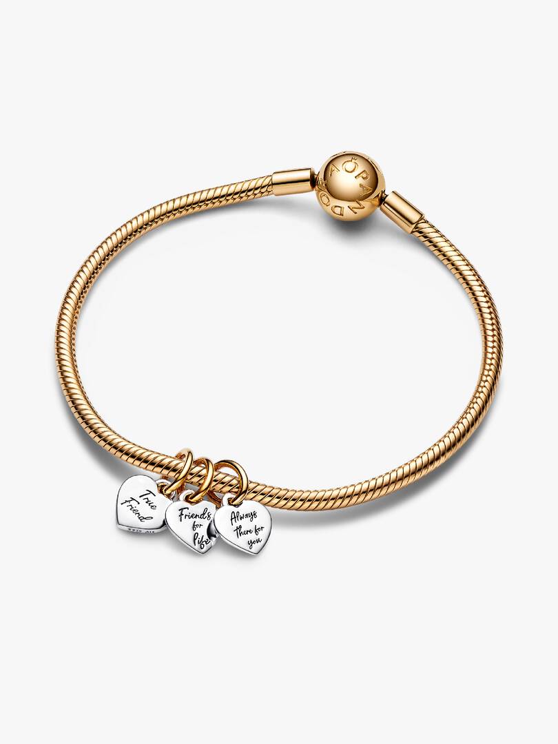 FINAL SALE - Two-tone Splittable Friendship Triple Dangle Charm Sterling silver, 14k gold plating