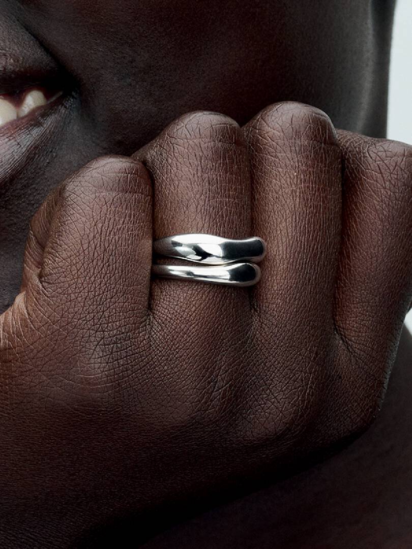 Organically Shaped Stacking Rings Sterling silver