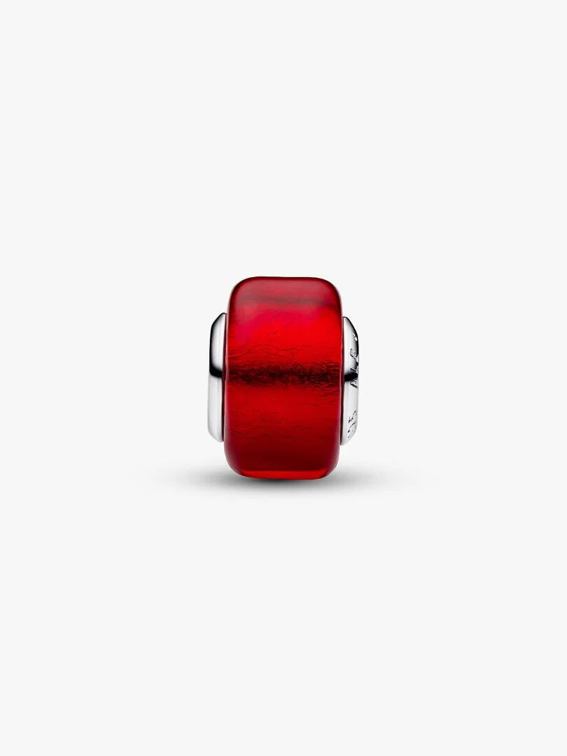 Red Murano Glass Charm Sterling silver