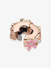 Pink Daisy Spacer Clip Charm 14k rose gold plating