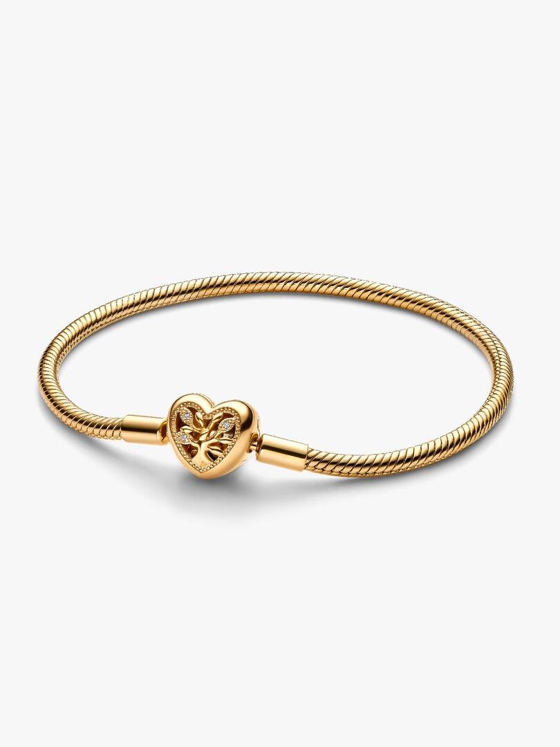 Family Tree Heart Clasp Snake Chain Bracelet 14k gold plating