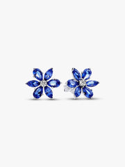 Sparkling Blue Herbarium Cluster Stud Earrings Sterling silver