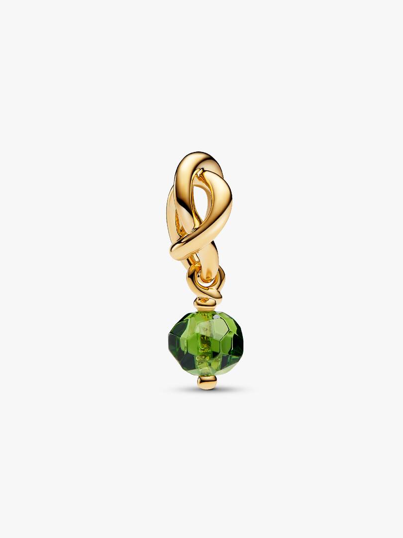 Faceted Spring Green Eternity Circle Dangle Charm 14k gold plating