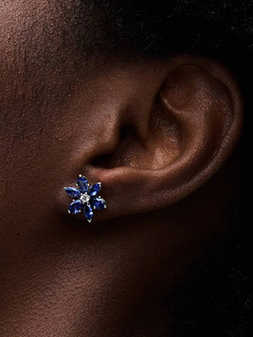 Sparkling Blue Herbarium Cluster Stud Earrings Sterling silver