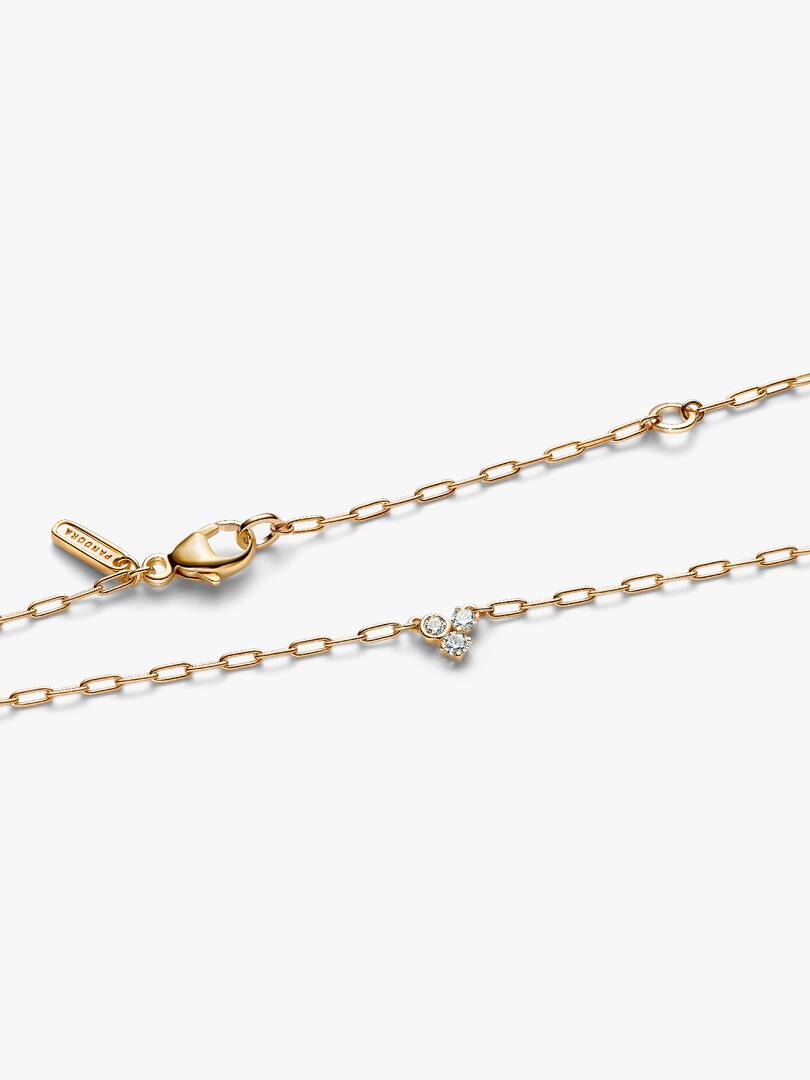 Pandora Era Lab-Grown Diamond Cluster Paperclip Chain Necklace 0.10 ct TW, 14k gold
